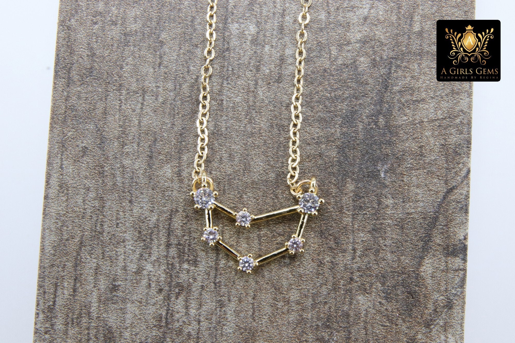 Capricorn Constellation Necklace, Gold Filled Rainbow Horoscope Stars Zodiac Sign Choker - A Girls Gems