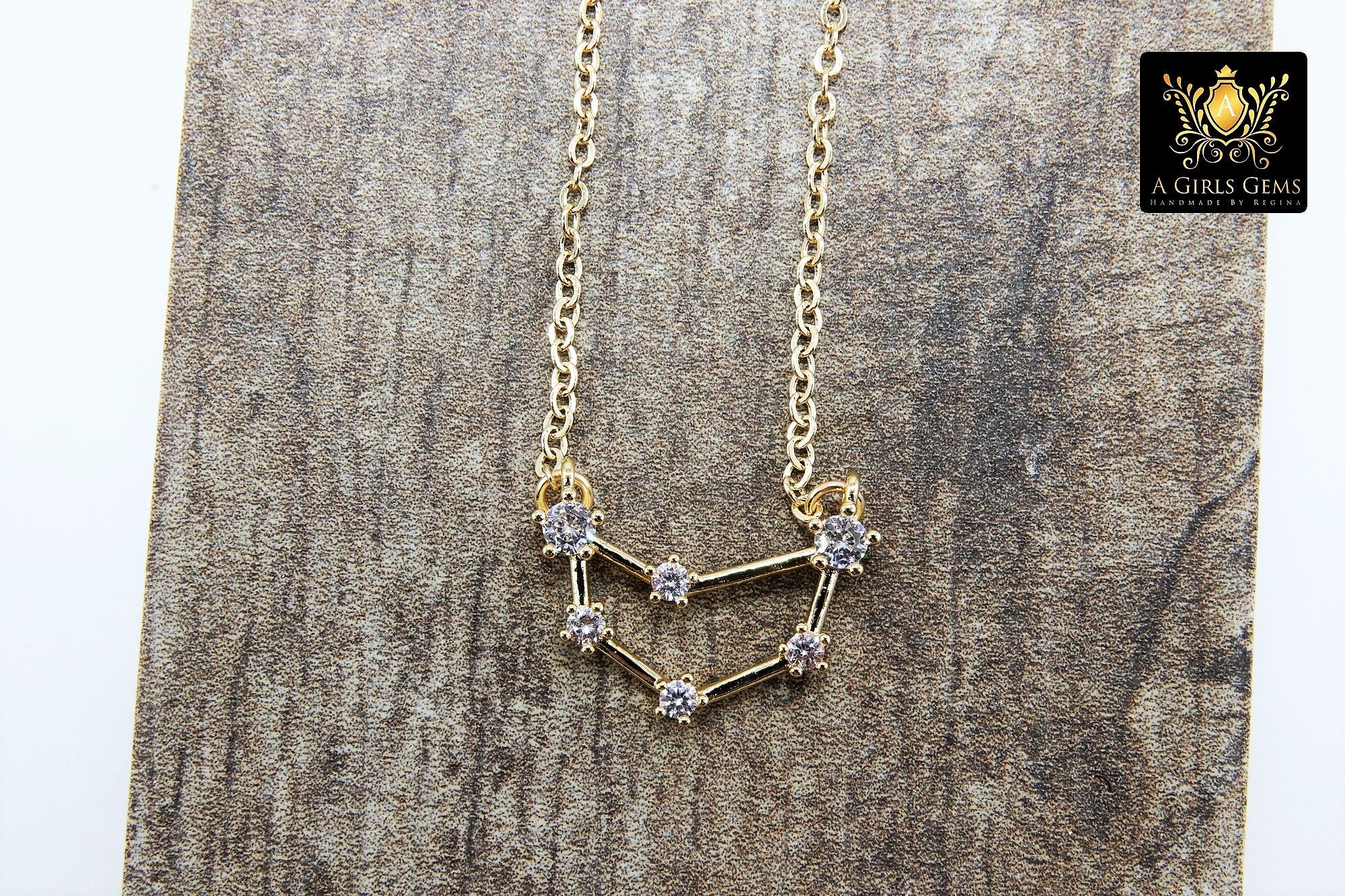 Capricorn Constellation Necklace, Gold Filled Rainbow Horoscope Stars Zodiac Sign Choker - A Girls Gems