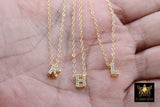 CZ Tiny Gold Initial Bead Charms for Necklace Cubic Zirconia