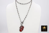 Cubic Zirconia Necklace, Gold or Black Red Tongue Pendant - A Girls Gems