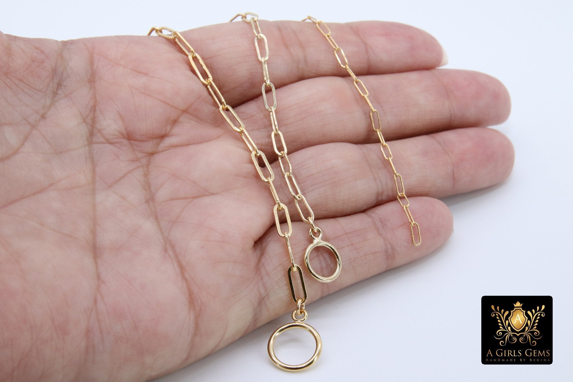 14 K Gold Filled Chain Bracelet, Single or Double Wrap Rectangle Drawn Chain - A Girls Gems