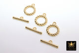 Gold Filled Toggle Clasp, Round Spiral Twist Clasps with Toggle Bar Connectors for Bracelet, Necklace, 15 x 19 mm, 21 mm Bar - A Girls Gems