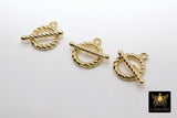Gold Filled Toggle Clasp, Round Spiral Twist Clasps with Toggle Bar Connectors for Bracelet, Necklace, 15 x 19 mm, 21 mm Bar - A Girls Gems
