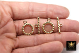 Gold Filled Toggle Clasp, Round Spiral Twist Clasps with Toggle Bar Connectors for Bracelet, Necklace, 15 x 19 mm, 21 mm Bar