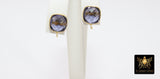 Lemon Quartz Gold Plated 925 Sterling Silver Stud Gemstone Earrings with Loops, Yellow Square Diamond Jewelry Findings - A Girls Gems