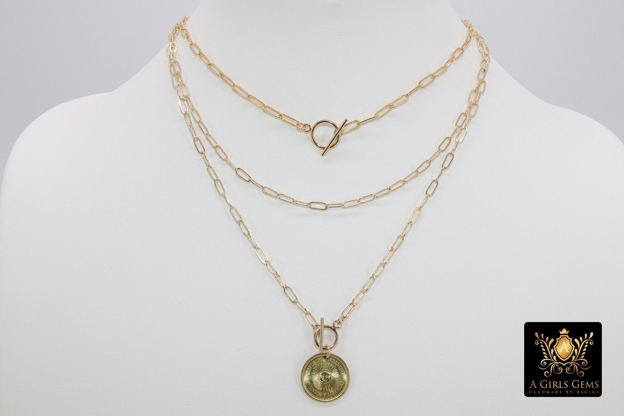 14 K Gold Filled Toggle Double Wrap Necklace - A Girls Gems