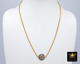 Gold CZ Rainbow Disc Necklace, Round Disc Box Chain Choker,  LGBT Gay Pride - A Girls Gems