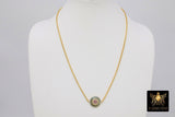 Gold CZ Rainbow Disc Necklace, Round Disc Box Chain Choker,  LGBT Gay Pride - A Girls Gems