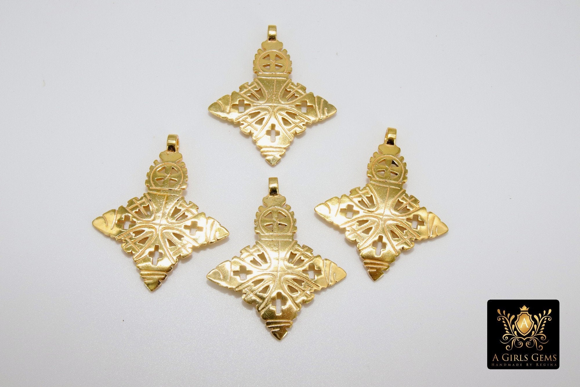 Brass Ethiopian Coptic Cross Pendant, #2076 - A Girls Gems