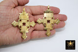 Gold Brass Ethiopian Coptic Cross Pendant, Large African Cross Brass Religious Necklace Jewelry - A Girls Gems