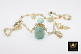 Tiny Bottle Rosary Chain Necklace, Essence Oil Amazonite - A Girls Gems