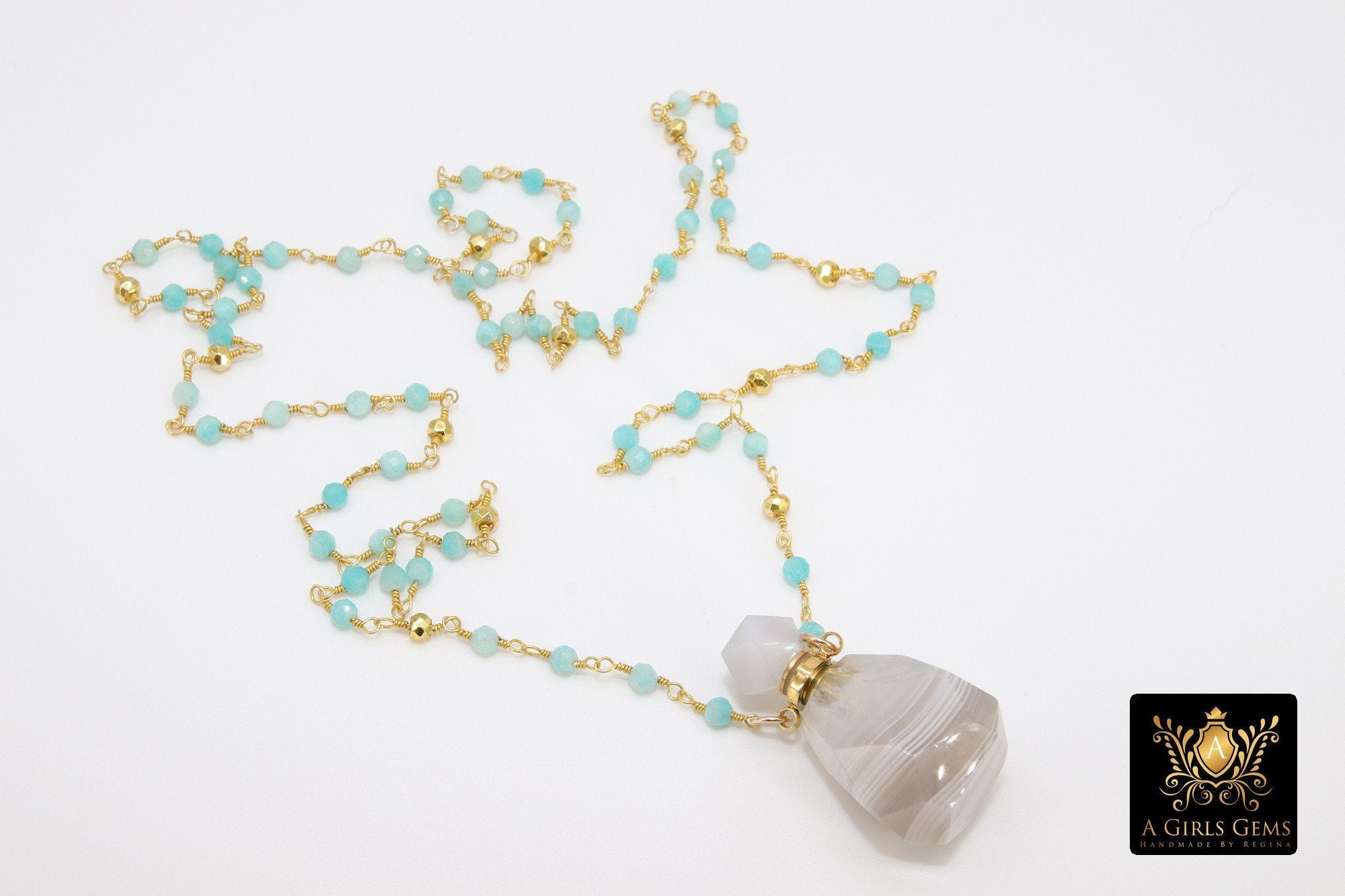 Essence Oil Bottle Rosary Chain Necklace - A Girls Gems