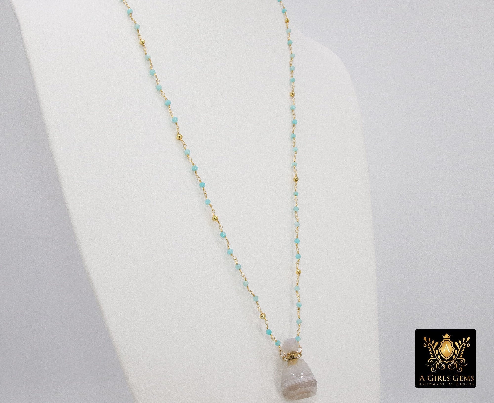 Essence Oil Bottle Rosary Chain Necklace - A Girls Gems