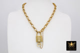 Gold Vintage Rolo Chain Chunky Necklace with Authentic Louis Vuitton Padlock #300 - A Girls Gems