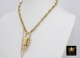 Gold Repurposed Textured Vintage Chain with Authentic LV Lock and Key #328