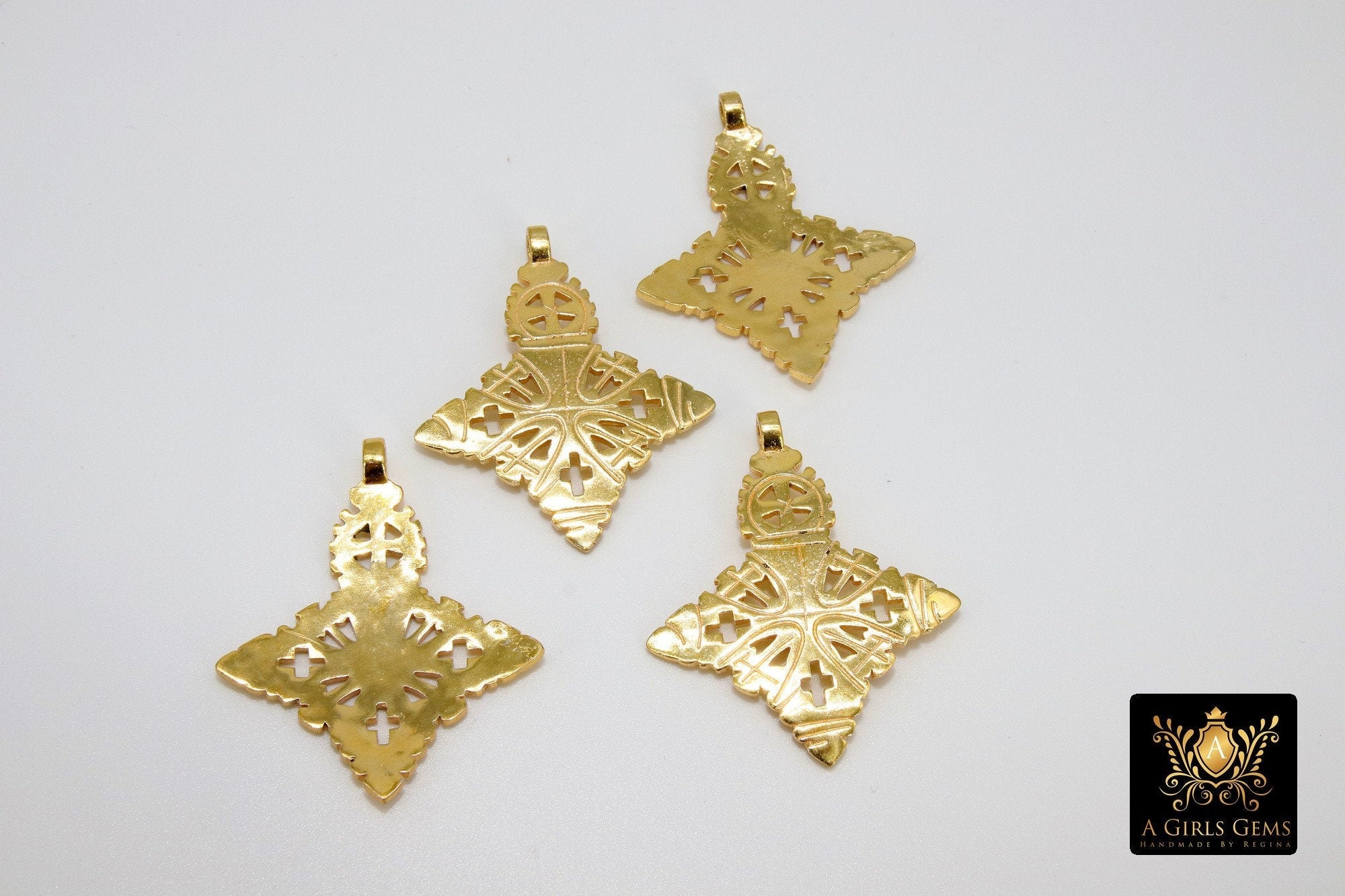 Brass Ethiopian Coptic Cross Pendant, #2076 - A Girls Gems