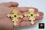 Gold Brass Ethiopian Coptic Cross Pendant, Large African Cross Brass Religious Necklace Jewelry - A Girls Gems