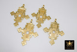 Gold Brass Ethiopian Coptic Cross Pendant, Large African Cross Brass Religious Necklace Jewelry - A Girls Gems