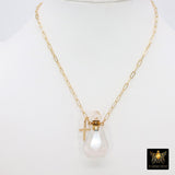 Holy Water Tiny Bottle Necklace, 14 K Gold Filled Rectangle Chain with Cross or Initial, Perfume,Essential Oil Bottle - A Girls Gems