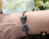 Tiger Head Bracelet, Black, Gold Animal Bead CZ Cat Head Adjustable Bolo Bracelet, Cubic Zirconia Chain Bracelets, 3D Panther - A Girls Gems