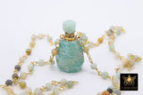 Tiny Bottle Rosary Chain Necklace, Essence Oil Amazonite - A Girls Gems
