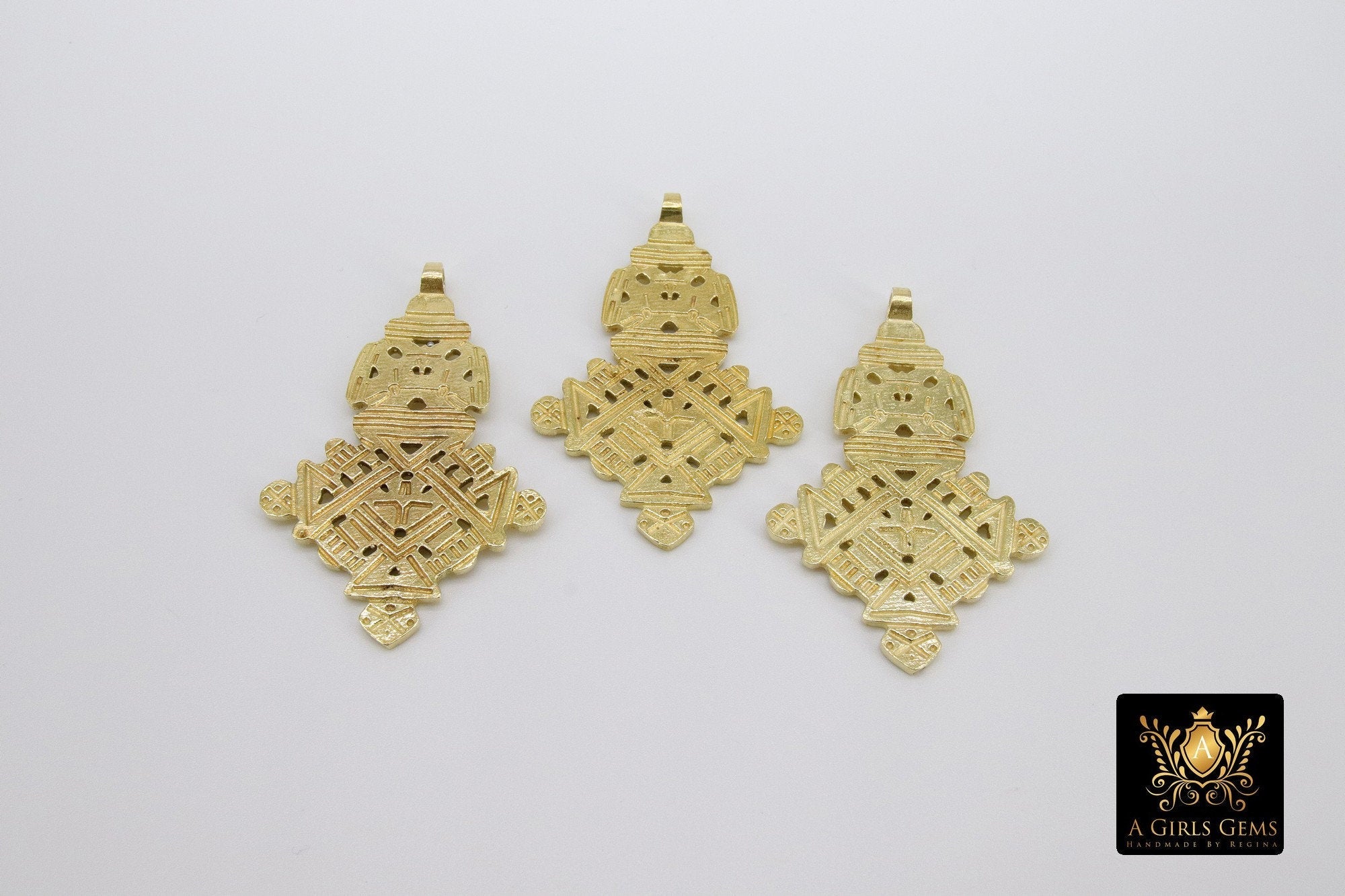 Brass Ethiopian Coptic Cross Jewelry Pendant African Cross Gold Charm Pendants Religious Jewelry Making Supplies - A Girls Gems