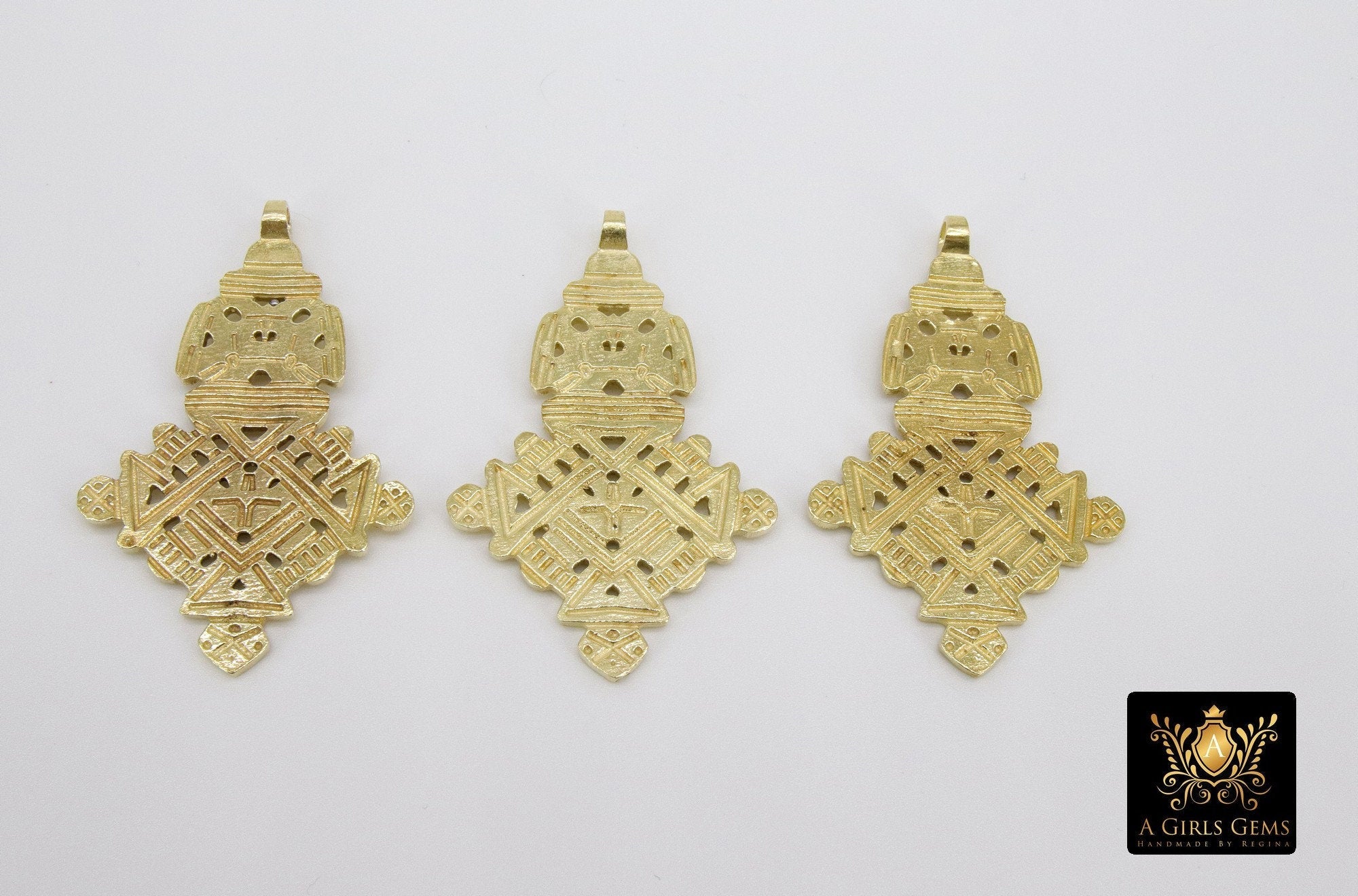 Brass Ethiopian Coptic Cross Jewelry Pendant African Cross Gold Charm Pendants Religious Jewelry Making Supplies - A Girls Gems