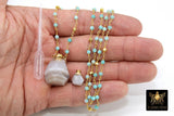 Initial Rosary Chain Necklace, 14 K Gold Toggle Wrap - A Girls Gems