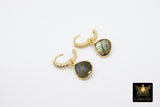Huggie Hoop Earrings, Labradorite and Gold Hoops, CZ Latch back Gemstone Earring - A Girls Gems