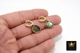 Huggie Hoop Earrings, Labradorite and Gold Hoops, CZ Latch back Gemstone Earring - A Girls Gems
