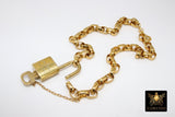 Gold Vintage Rolo Chain Chunky Necklace with Authentic Louis Vuitton Padlock #300 - A Girls Gems