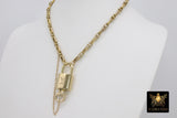 Gold Repurposed Textured Vintage Chain with Authentic LV Lock and Key #328 - A Girls Gems