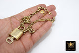 Gold Repurposed Textured Vintage Chain with Authentic LV Lock and Key #328 - A Girls Gems