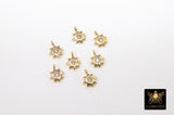 CZ Star Connectors, 3 Pcs Tiny Starburst Shape #529, Lariat Drop Center and Mini Star Charms