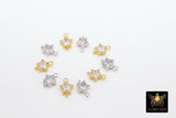 CZ Star Connectors, 3 Pcs Tiny Starburst Shape #529, Lariat Drop Center and Mini Star Charms