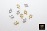 CZ Star Connectors, 3 Pcs Tiny Starburst Shape #529, Lariat Drop Center and Mini Star Charms