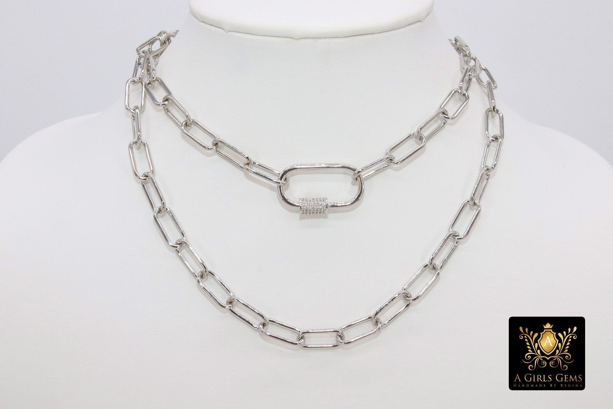 Gold Chain Necklace, Paper Clip Chain 14 K GF Toggle Bar Choker - A Girls Gems