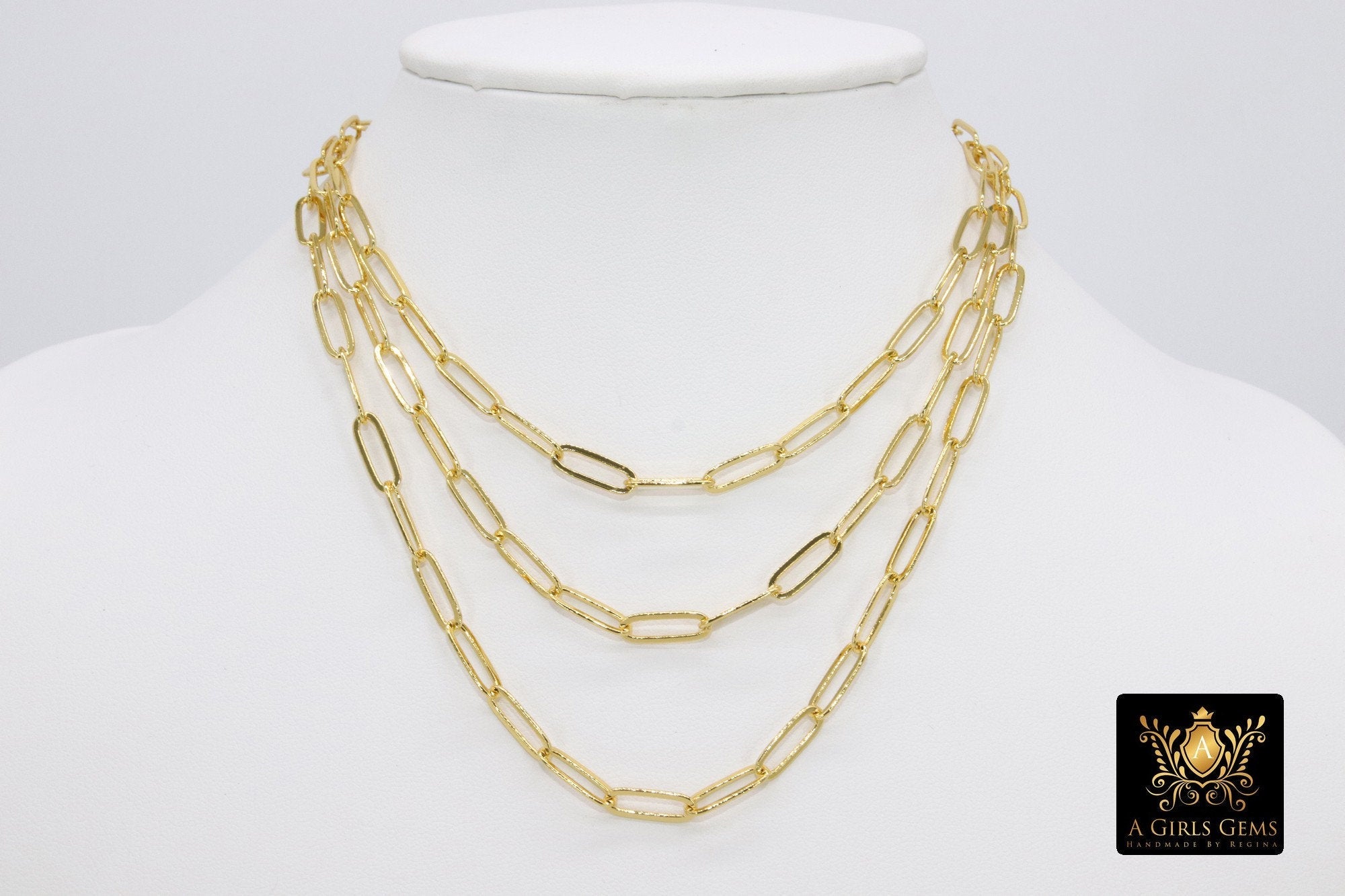 Gold Chain Necklace, Paper Clip Chain 14 K GF Toggle Bar Choker - A Girls Gems
