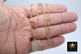 Gold Chain Necklace, 14 K Gold Paperclip Choker, Mini Dog Tag Charm, Oval Link Chain - A Girls Gems
