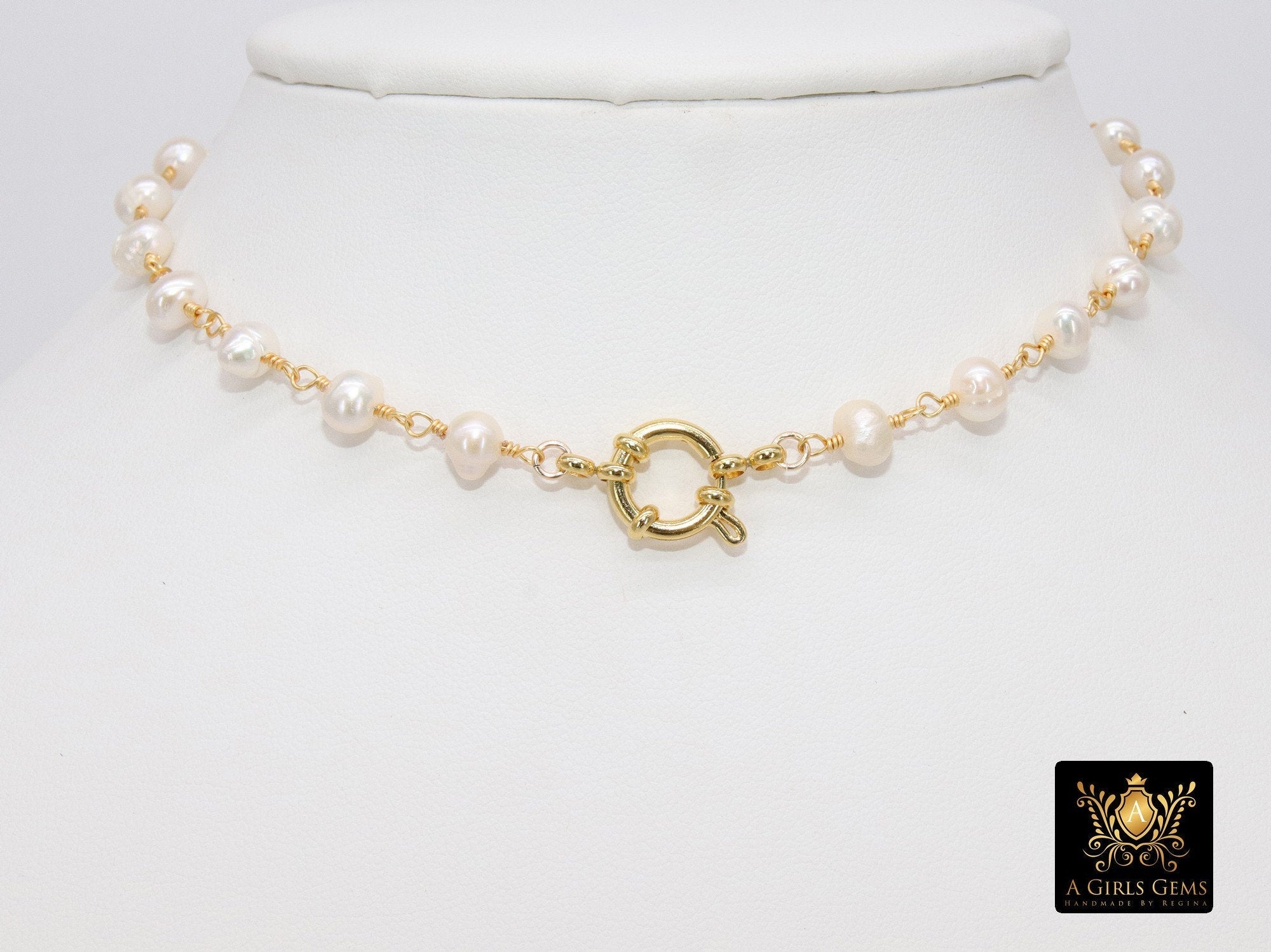 Pearl Necklace, Beaded Genuine 6 mm Pearl Wrap Rosary Necklace - A Girls Gems