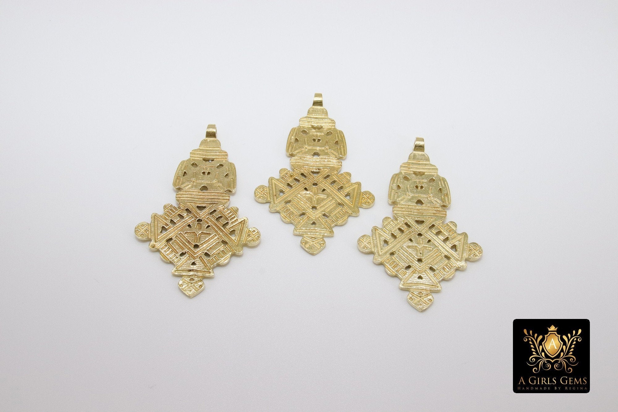 Brass Ethiopian Coptic Cross Jewelry Pendant African Cross Gold Charm Pendants Religious Jewelry Making Supplies - A Girls Gems