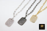 Dog Tag Necklace, CZ Silver Rectangle Pendants - A Girls Gems