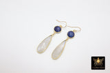 14 K Gold Moonstone Earrings, Sapphire Gemstones, September Birthstone Dangle - A Girls Gems