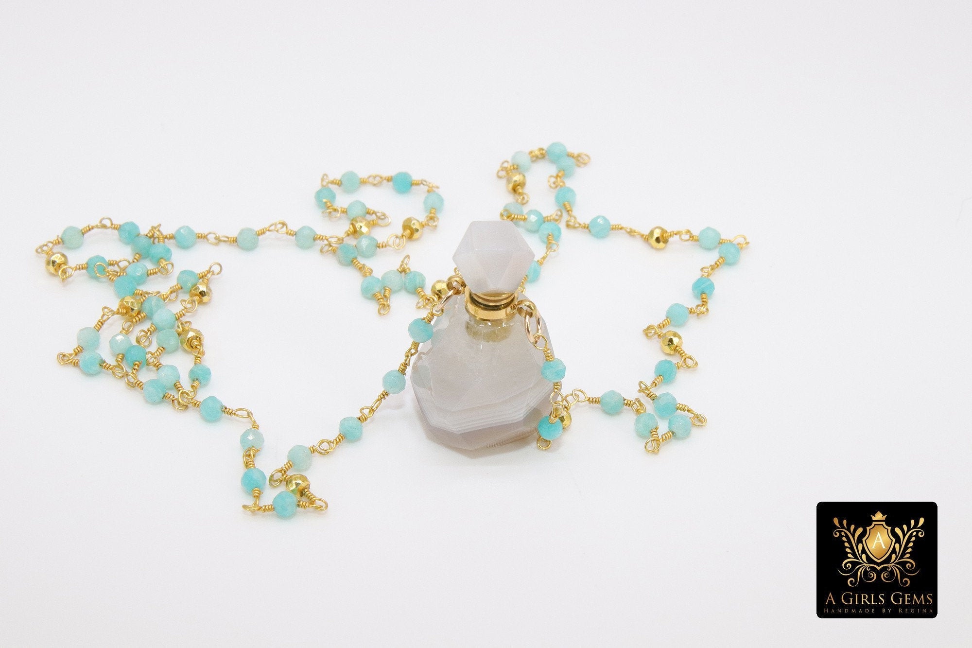 Essence Oil Bottle Rosary Chain Necklace - A Girls Gems