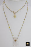 Initial Rosary Chain Necklace, 14 K Gold Toggle Wrap - A Girls Gems