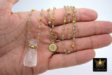 Initial Rosary Chain Necklace, 14 K Gold Toggle Wrap - A Girls Gems