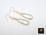 Long Dangle Earrings, Freshwater Pearl, 14 K Gold Ear Wires - A Girls Gems