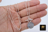 Coin Necklace, 925 Sterling Silver Oval Chain - A Girls Gems