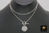 Coin Necklace, 925 Sterling Silver Oval Chain - A Girls Gems