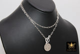 Coin Necklace, 925 Sterling Silver Oval Chain - A Girls Gems